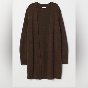 NWT H&M Wool Long Cardigan in Light Brown/Grey Melange (Brown) Size S